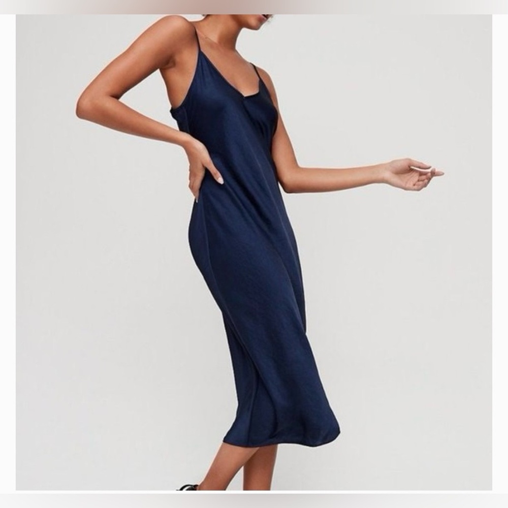 Wilfred Navy Slip Midi Dress XS